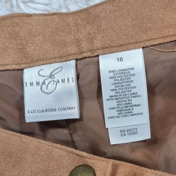 Emma James Faux Suede Tan High Waisted Straight Leg Pants Size 16 Vintage - Picture 2 of 10